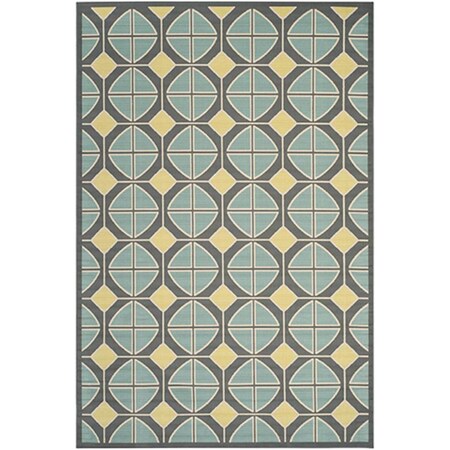 Safavieh 8 X 11 Ft. Rectangle- Indoor - Outdoor Hampton Dark Grey And Rust Power Loomed Rug HAM518CD-8